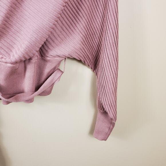 Love Tree Monica, Tie Front Long Sleeve Wrap Sweater in Light ClaySize L - Picture 8 of 10